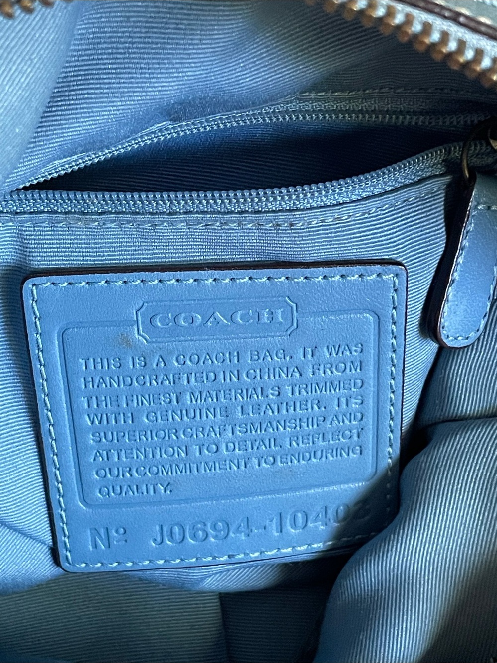 Vintage Y2K Coach signature Logo Blue & Brown Crossbody Shoulder Bag Zip Pockets - Picture 9 of 16
